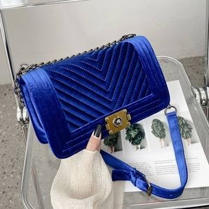 Blue Velvet Crossbody Bag
